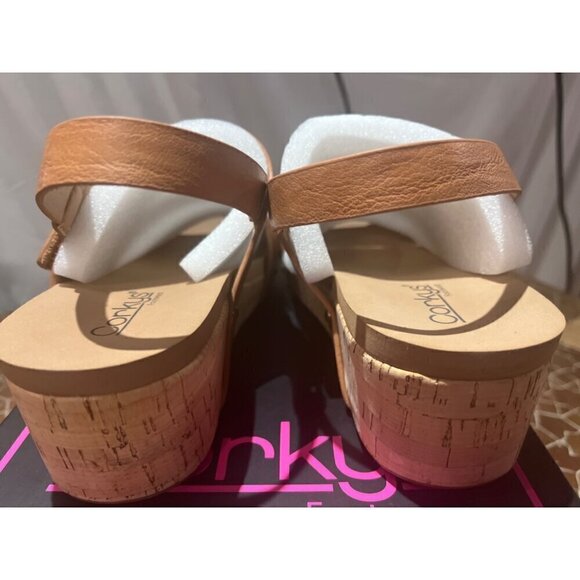 nwt in box corkys brown leather wedge heel sandals - Picture 4 of 7